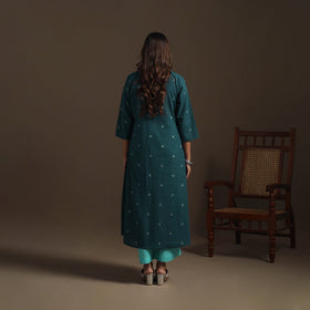 A-line cotton jacquard kurta for women 04 - handcrafted