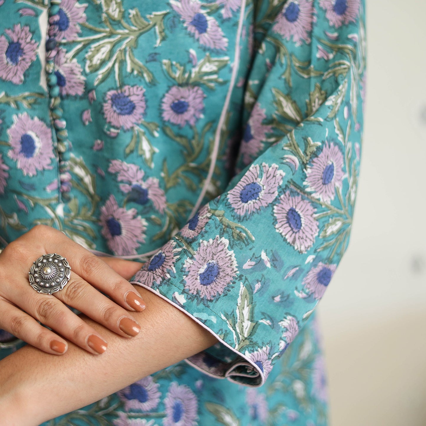 Green - a-line cotton sanganeri kurta 16 - handcrafted