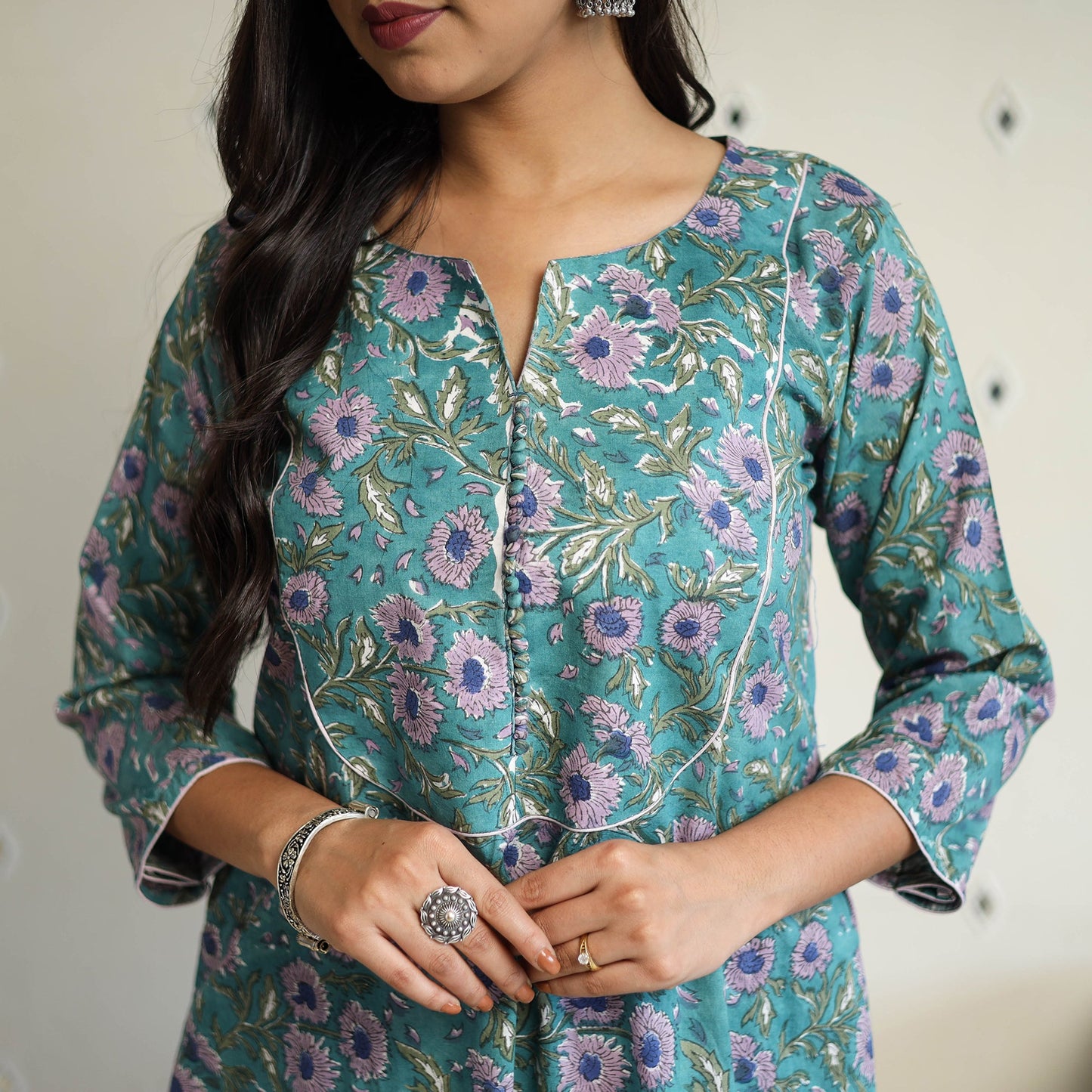 Green - a-line cotton sanganeri kurta 16 - handcrafted