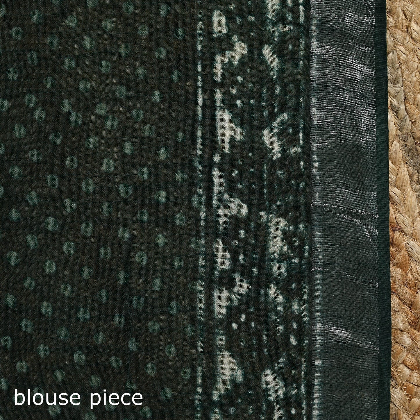 Linen hand batik saree with zari border 09 - handcrafted