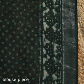 Linen hand batik saree with zari border 09 - handcrafted