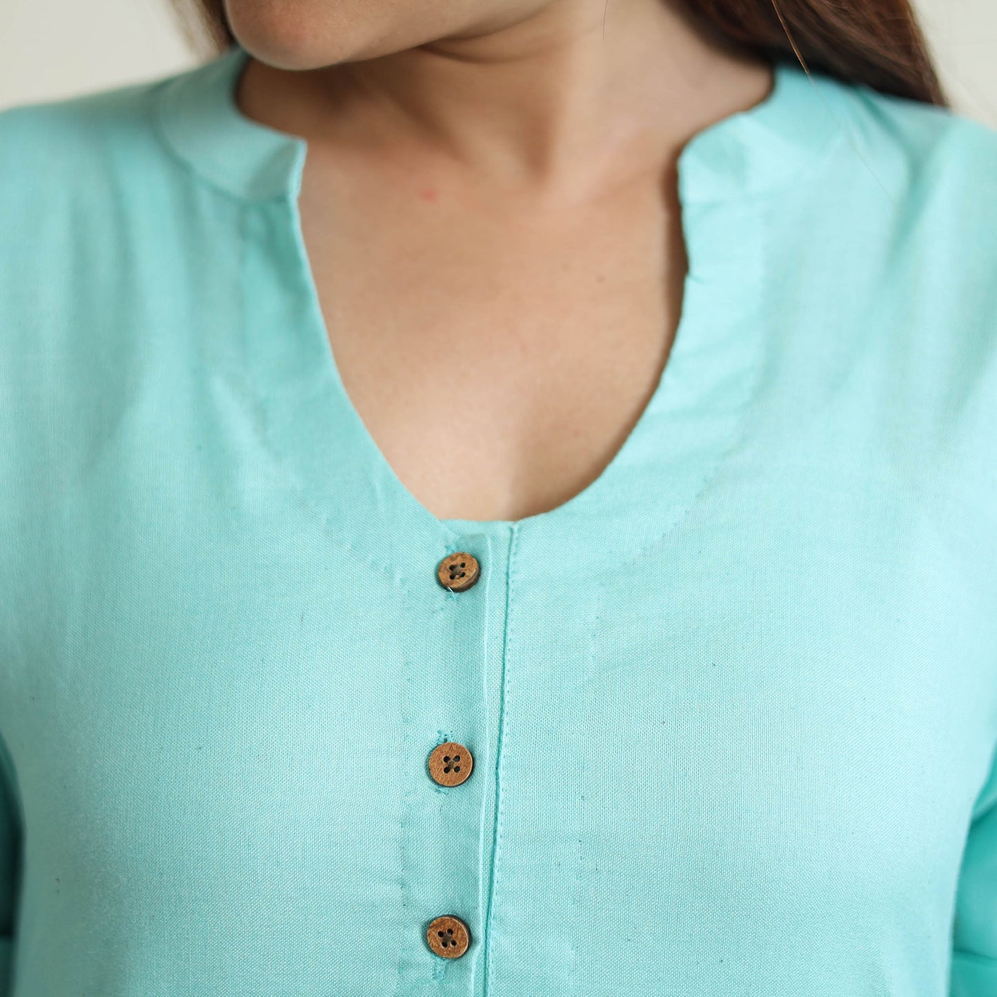Green - Linen Viscose Plain Long Straight Kurta 47