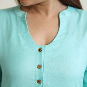 Green - Linen Viscose Plain Long Straight Kurta 47