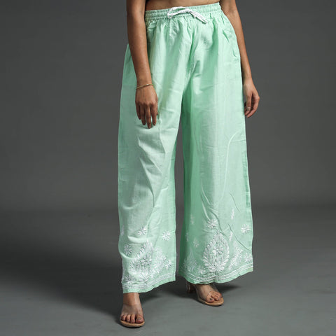 Buy Lucknow Chikankari Hand Embroidery Cotton Palazzo Online at iTokri.com