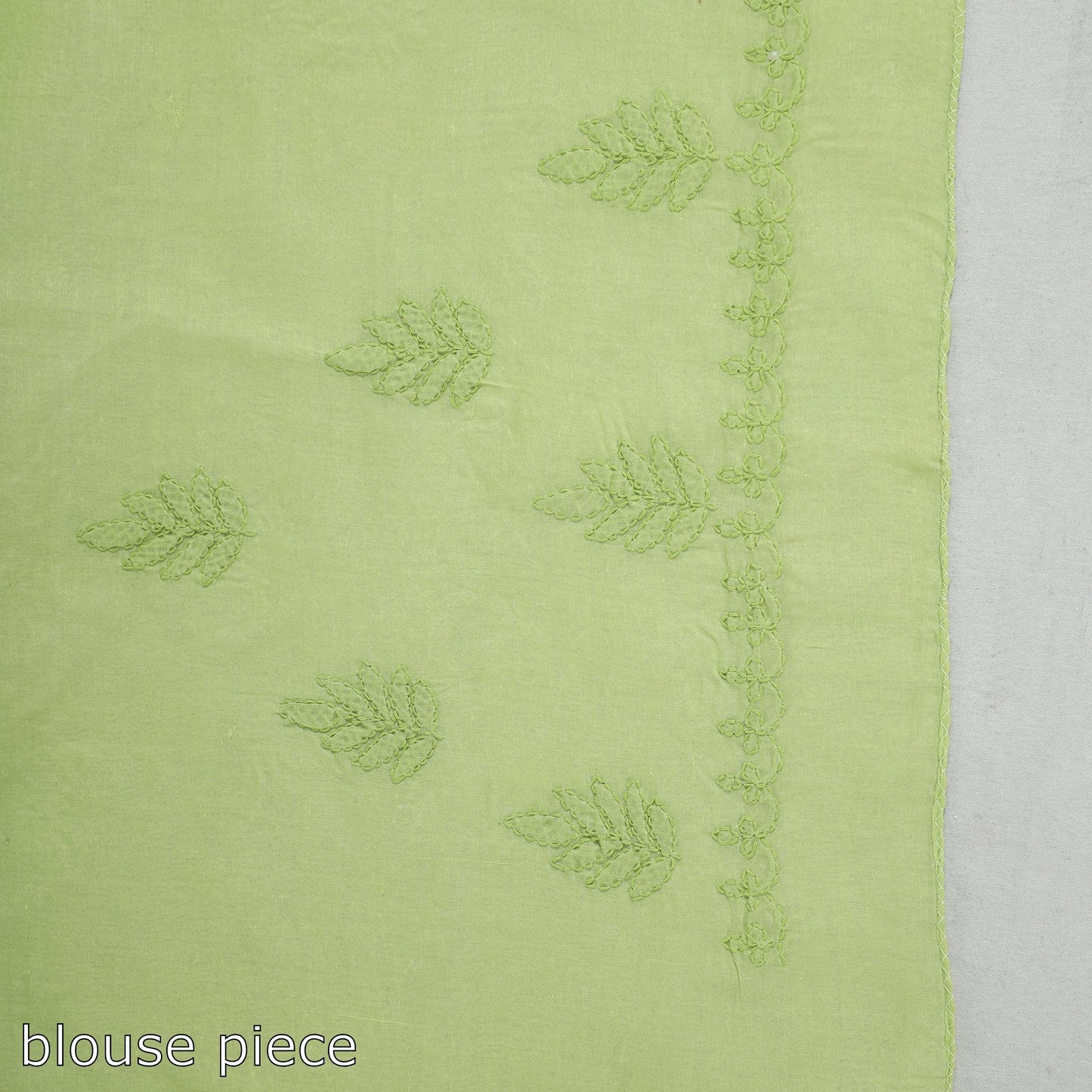 Green - Lucknow Chikankari Hand Embroidery Terivoile Cotton Saree 09