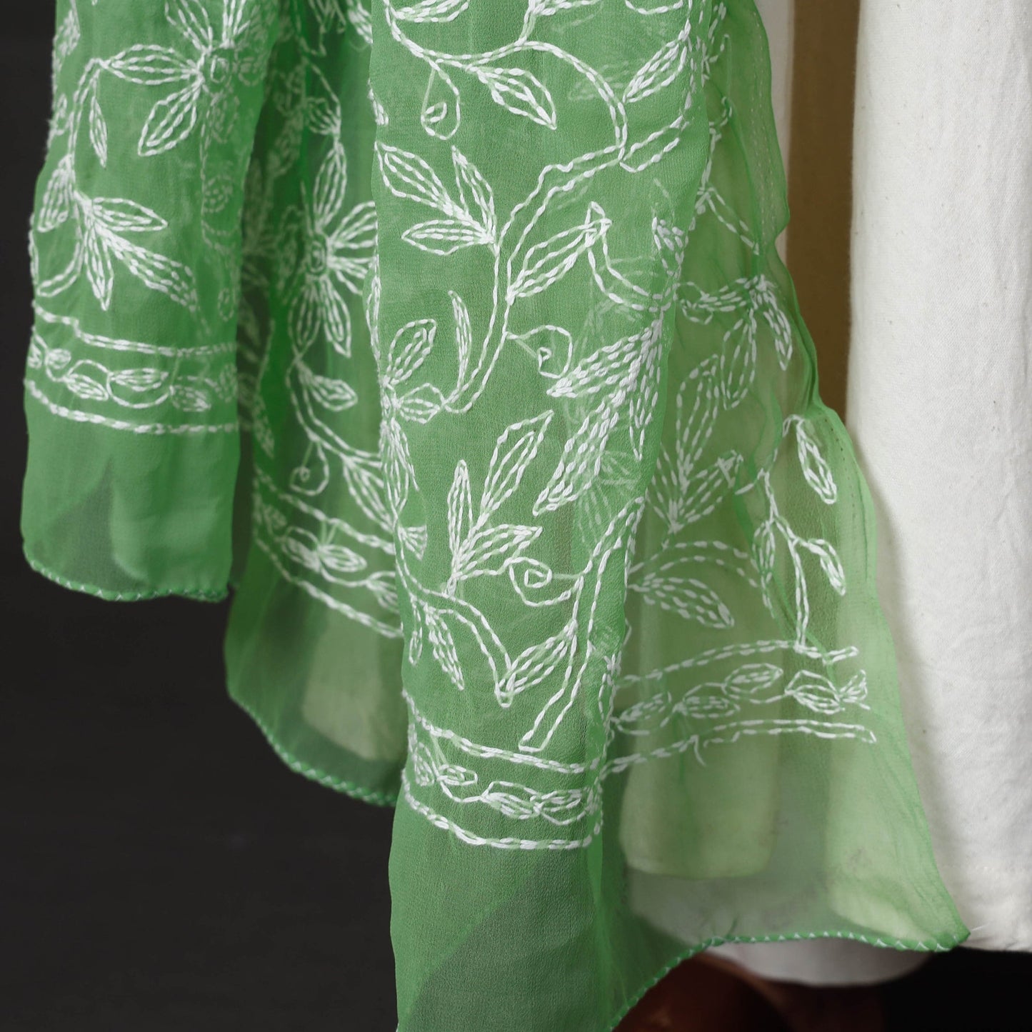  Lucknow Chikankari Tepchi Embroidery Georgette Dupatta Online at iTokri.com
