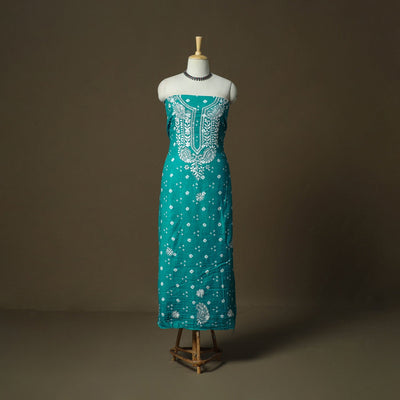 Lucknowi chikankari hand work bandhani unstitched kurta