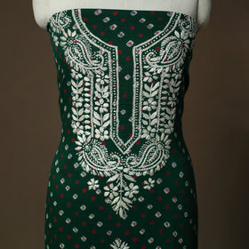 Lucknowi chikankari hand work bandhani unstitched kurta
