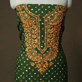Lucknowi chikankari hand work bandhani unstitched kurta
