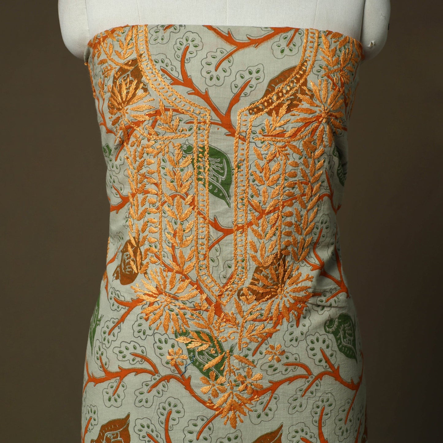 Lucknowi chikankari hand work kalamkari unstitched kurta