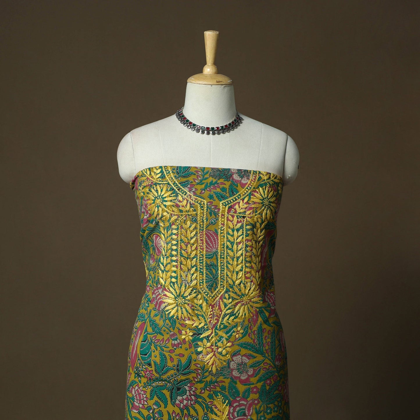 Lucknowi chikankari hand work kalamkari unstitched kurta