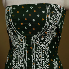 Lucknowi chikankari work bandhani unstitched kurta material