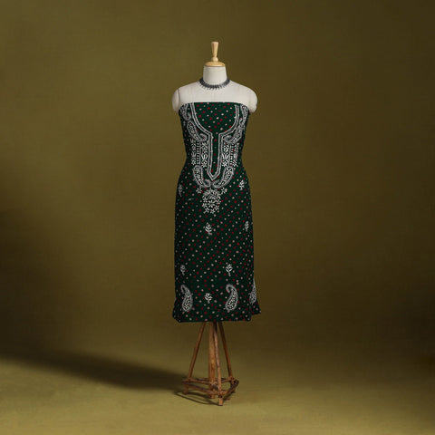 Lucknowi chikankari work bandhani unstitched kurta material