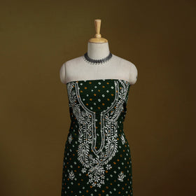 Lucknowi chikankari work bandhani unstitched kurta material