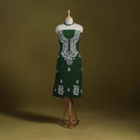 Black - lucknowi chikankari work jacquard unstitched kurta