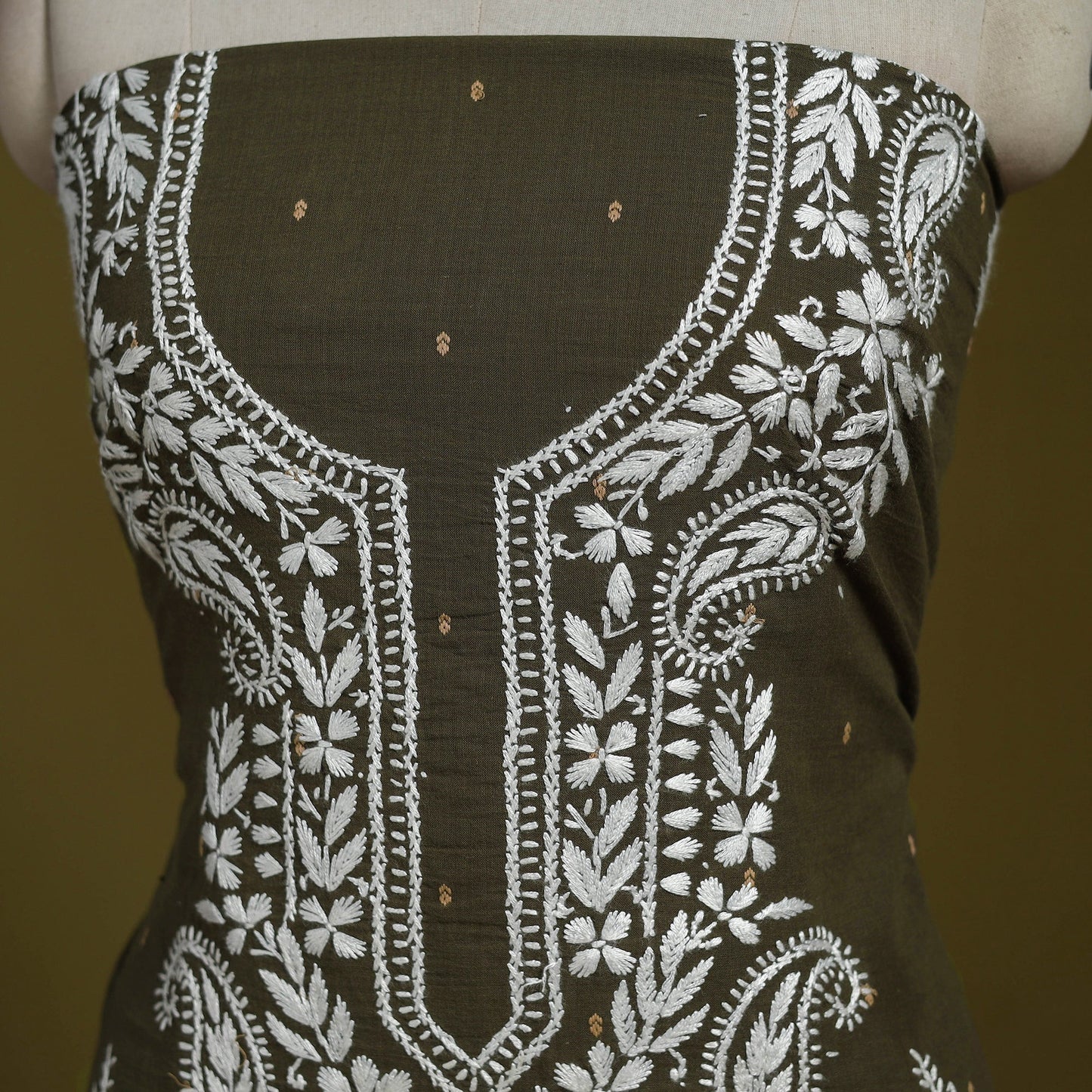 Lucknowi chikankari work jacquard unstitched kurta material