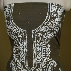 Lucknowi chikankari work jacquard unstitched kurta material