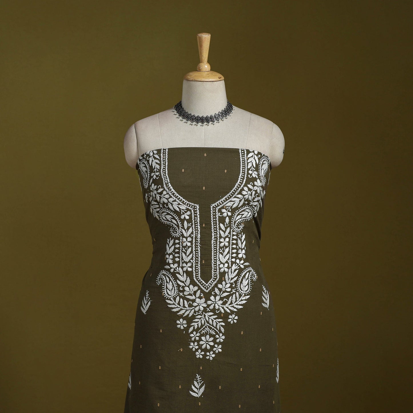 Lucknowi chikankari work jacquard unstitched kurta material