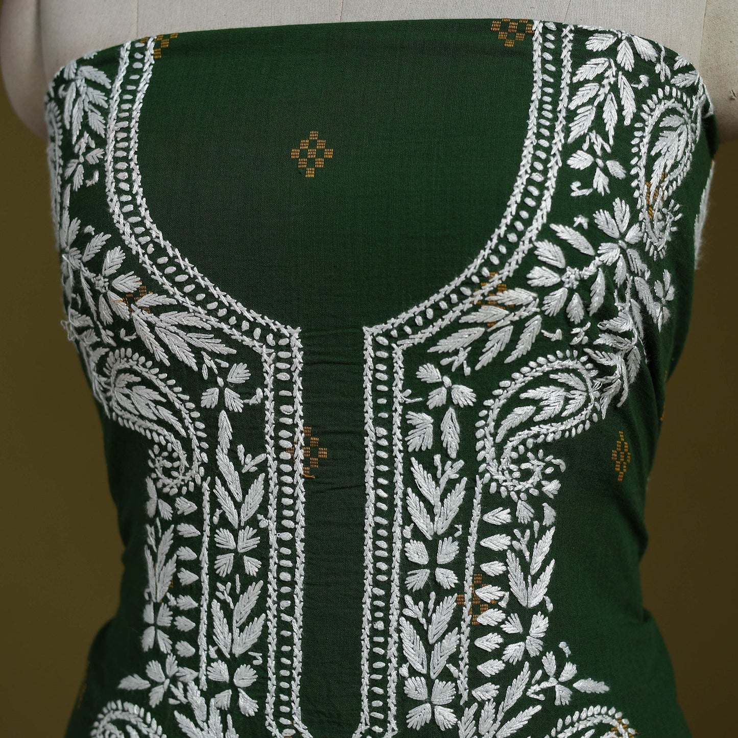 Black - lucknowi chikankari work jacquard unstitched kurta