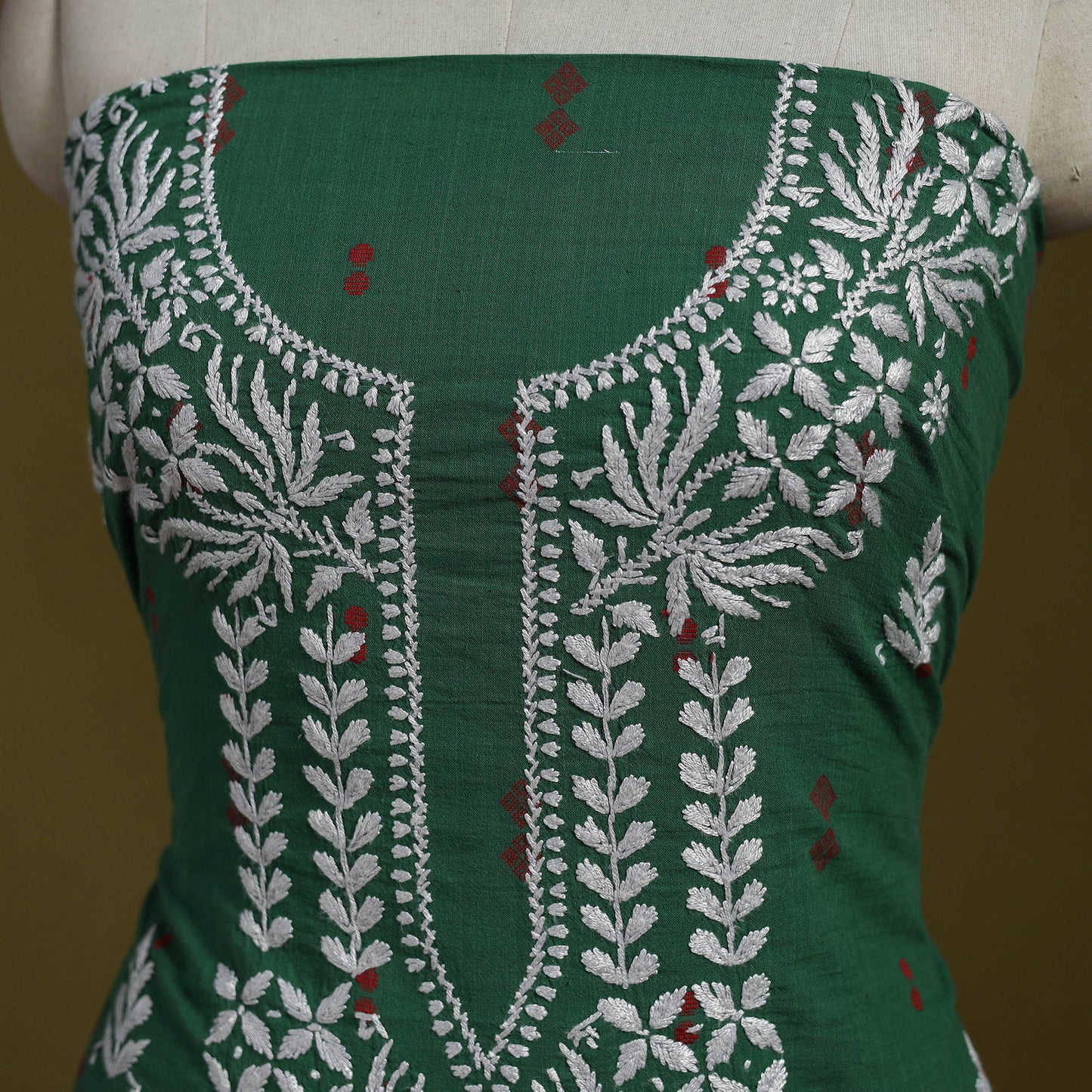 Black - lucknowi chikankari work jacquard unstitched kurta