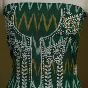Lucknowi chikankari work pochampally ikat unstitched kurta