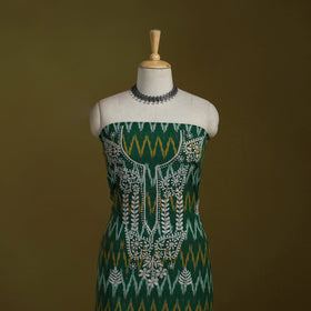 Lucknowi chikankari work pochampally ikat unstitched kurta