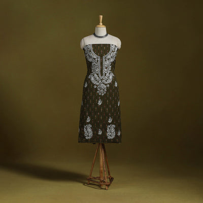 Lucknowi chikankari work pochampally ikat unstitched kurta