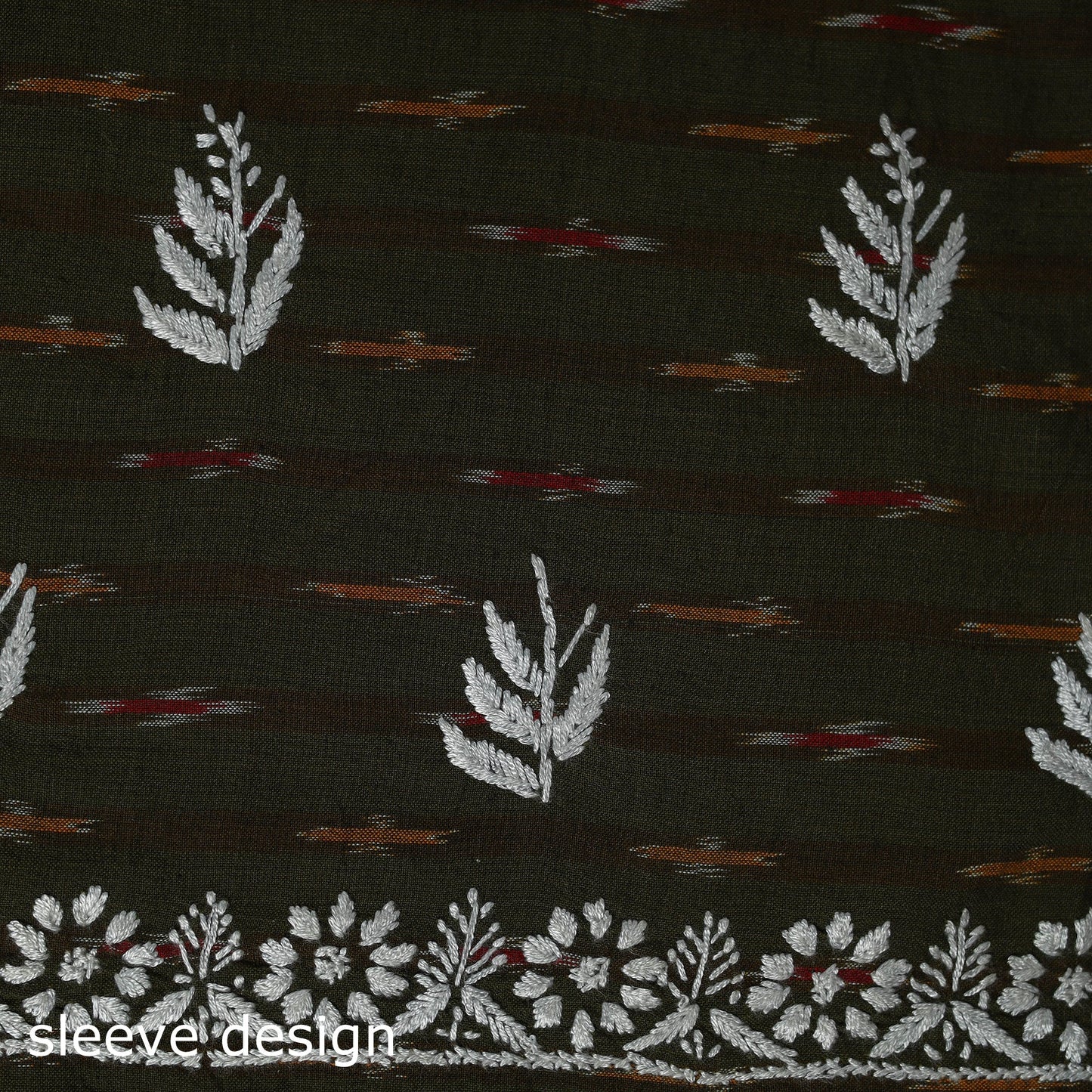 Lucknowi chikankari work pochampally ikat unstitched kurta