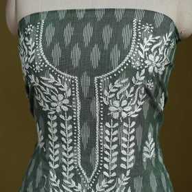 Lucknowi chikankari work pochampally ikat unstitched kurta