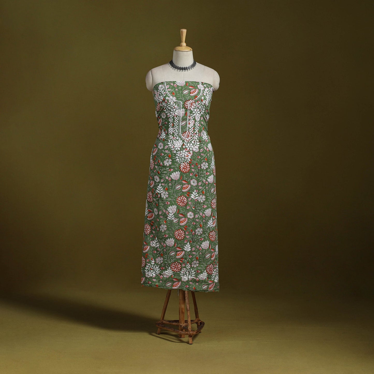 Lucknowi chikankari work sanganeri unstitched kurta