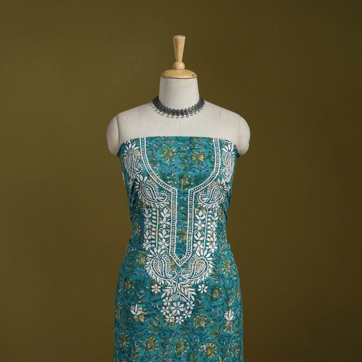 Lucknowi chikankari work sanganeri unstitched kurta