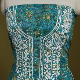 Lucknowi chikankari work sanganeri unstitched kurta