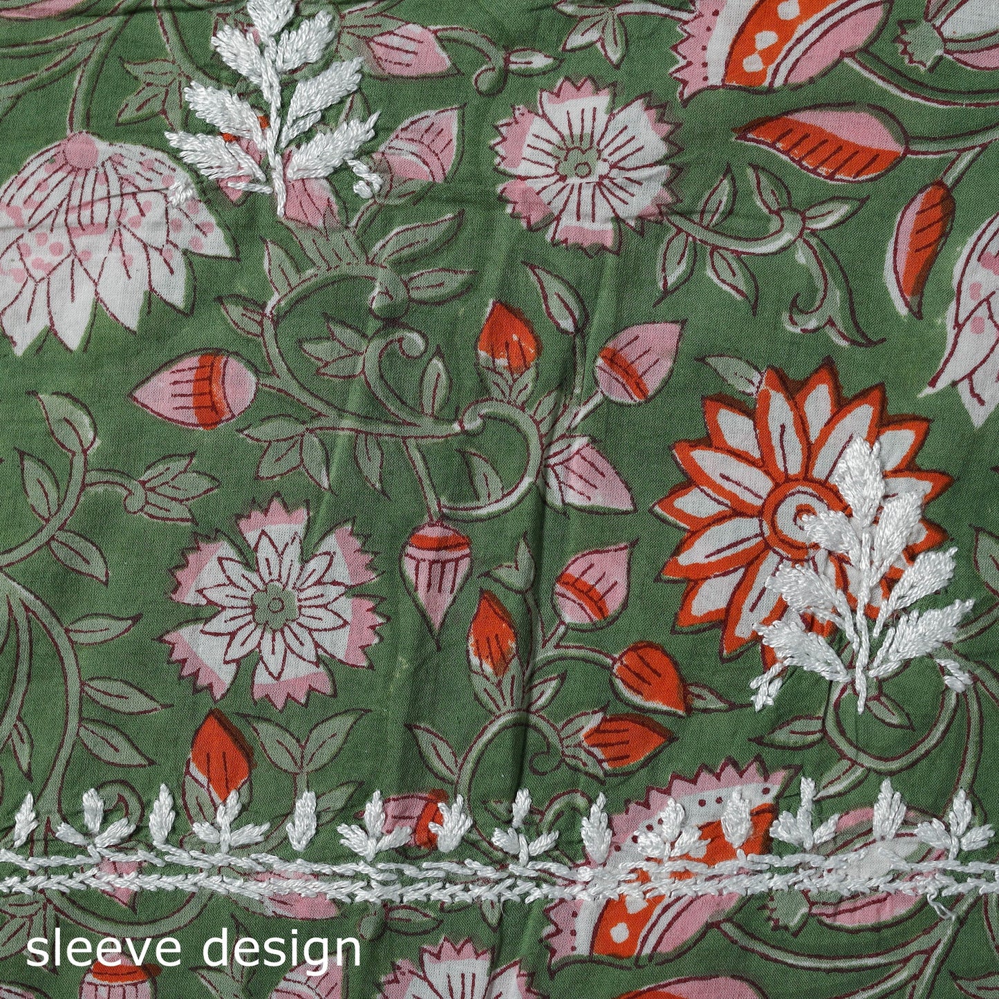 Lucknowi chikankari work sanganeri unstitched kurta