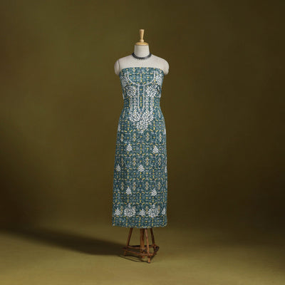 Lucknowi chikankari work sanganeri unstitched kurta