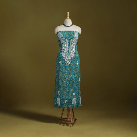 Lucknowi chikankari work sanganeri unstitched kurta