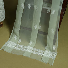 Green - lucknowi hand embroidered chikankari georgette 3pc