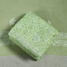 Green - lucknowi hand embroidered chikankari georgette 3pc