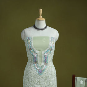 Green - lucknowi hand embroidered chikankari georgette 3pc