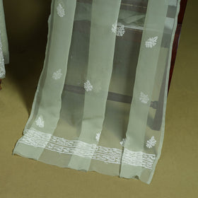 Green - lucknowi hand embroidered chikankari georgette 3pc