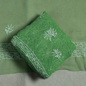 Green - lucknowi hand embroidered chikankari georgette 3pc