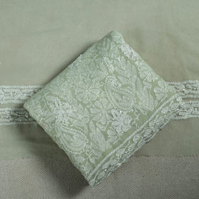 Green - lucknowi hand embroidered chikankari georgette 3pc