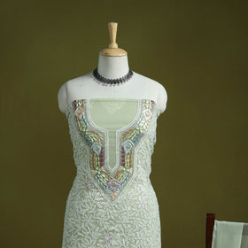 Green - lucknowi hand embroidered chikankari georgette 3pc