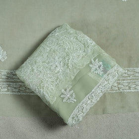 Green - lucknowi hand embroidered chikankari georgette 3pc