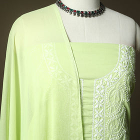 Lucknowi hand embroidered cotton chikankari 3pc unstitched