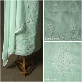 Lucknowi hand embroidered cotton chikankari 3pc unstitched
