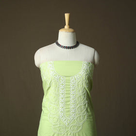 Lucknowi hand embroidered cotton chikankari 3pc unstitched