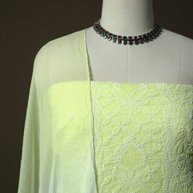 Green - lucknowi hand embroidered cotton chikankari 3pc
