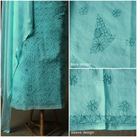 Green - lucknowi hand embroidered cotton chikankari 3pc