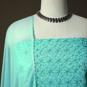 Green - lucknowi hand embroidered cotton chikankari 3pc