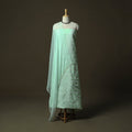 Green - lucknowi hand embroidered cotton chikankari 3pc